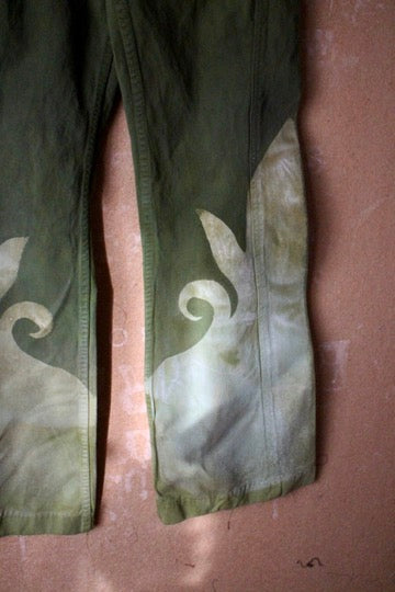 Size 4 - Emerald Shapes Of my Soul Pants - (says size 8 But def more smaller like size 4/6) UNique y2k seam details - heavy duty pants