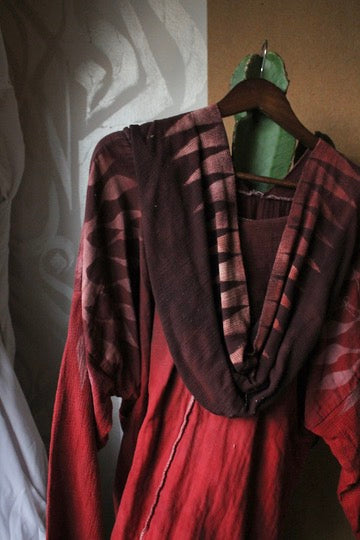 Medium - Embers LunaDala - Mountainous hood -Slouchy Long sleeve Hoodie  - Oversized Hoodie - 100% Triiple Layered heavy weight oRganic cotton Gauze - Warm - Cotton open weave sleeves and hood