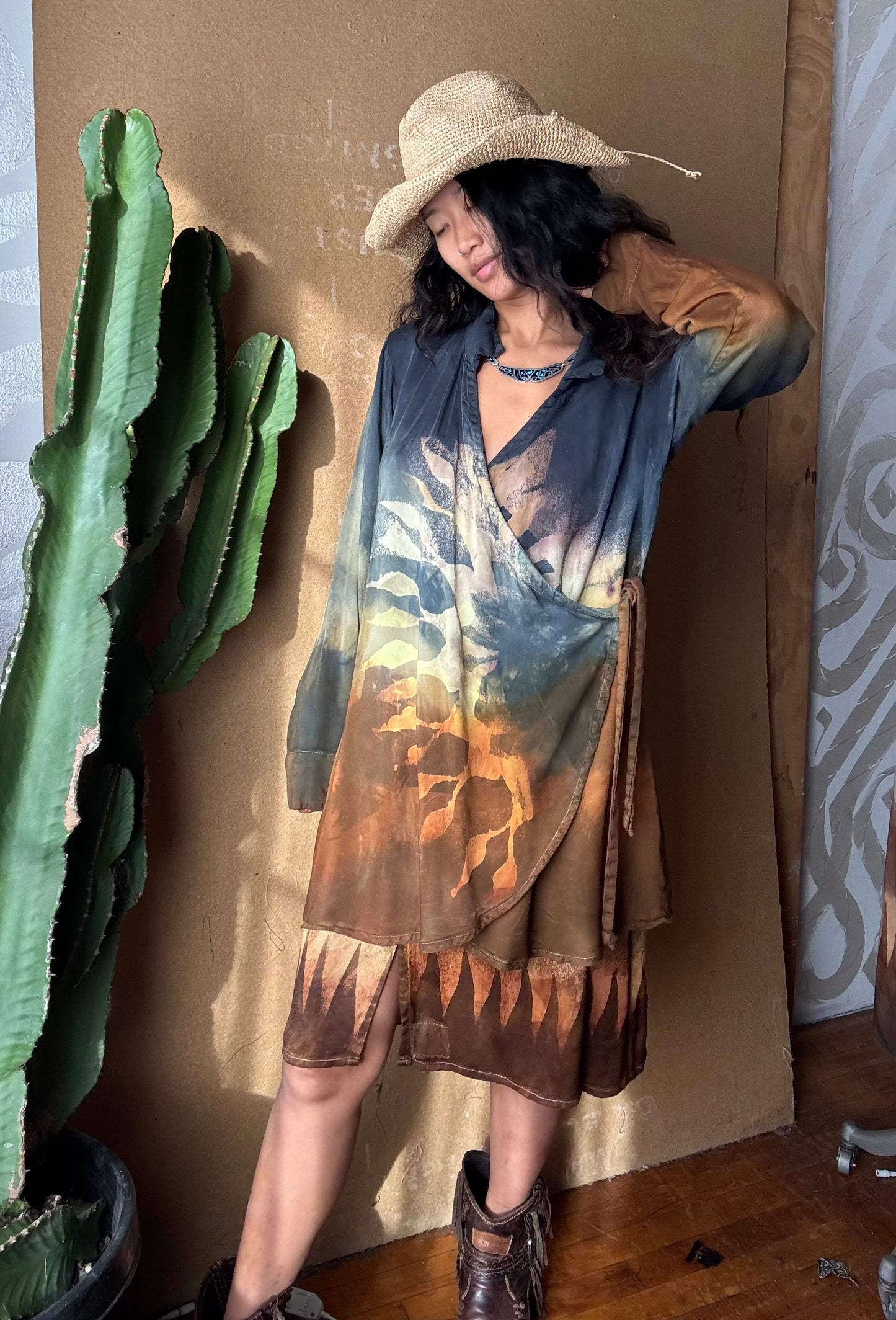 S/M - Grand Risings Wrap Top - Lotus agricultural waste silk- vegan silk - Milky soft- fluid - medium weight