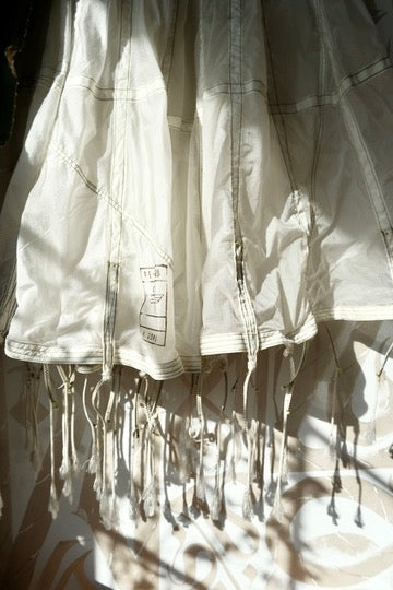 RARE White Vintage Army Parachute Maxi Skirt -Small - OOAK -RARE - Zipper