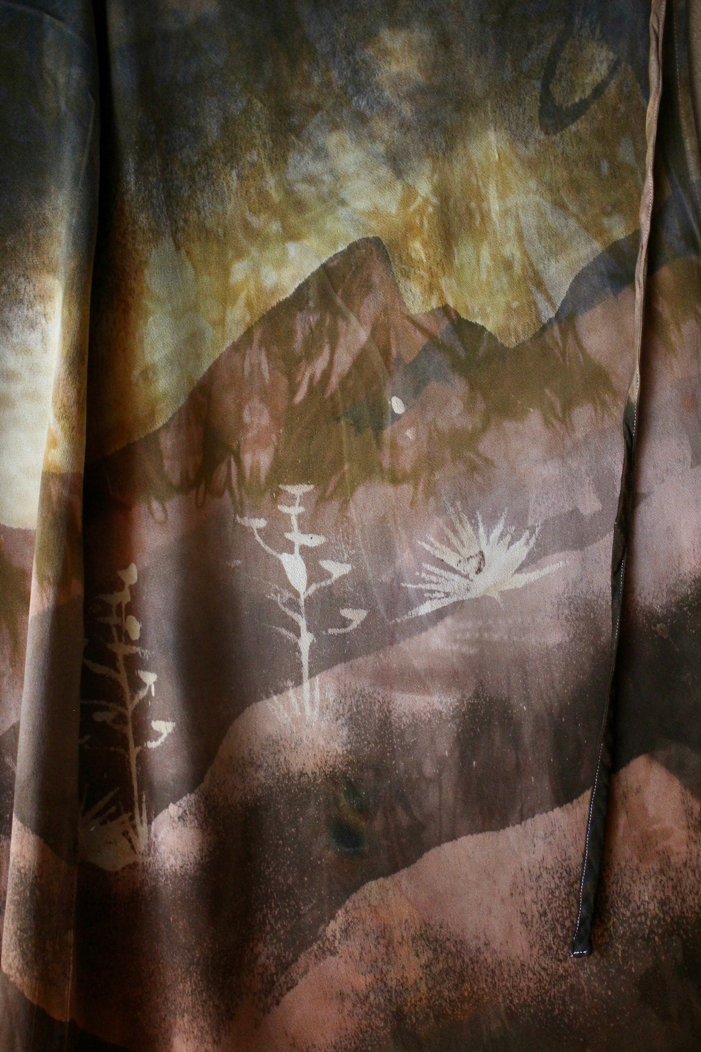S/M - Harvest Mountains- Tapestry wrap skirt - Orange peel silk wrap skirt