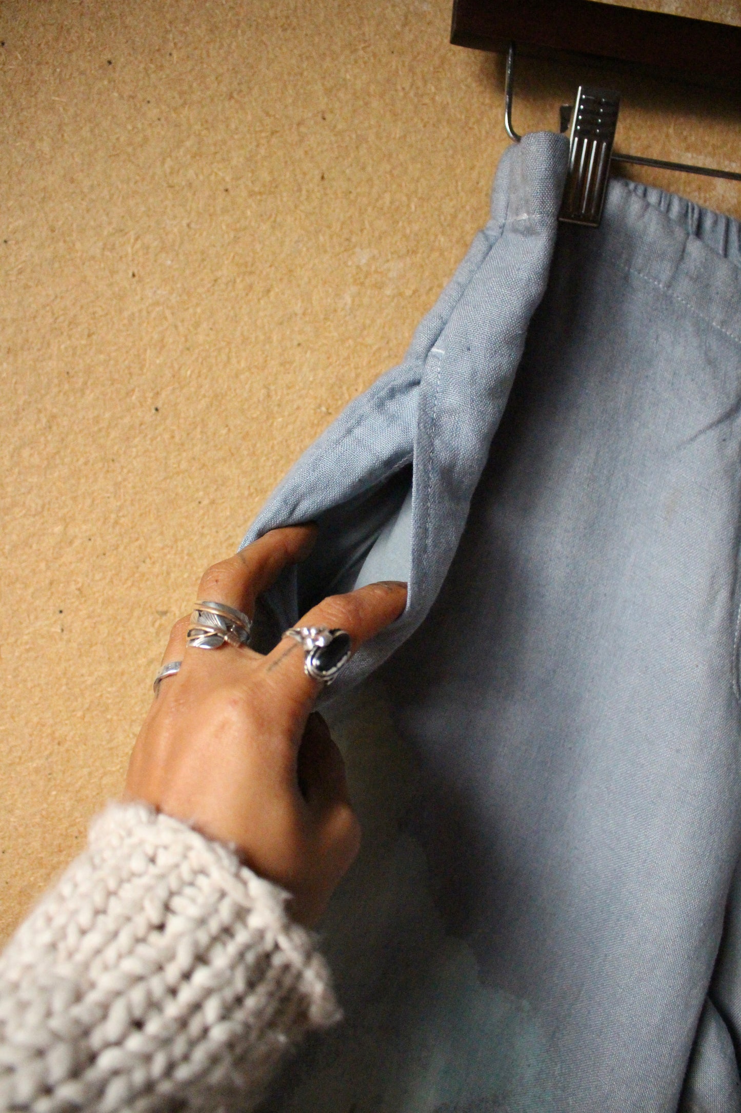 Medium- OOAK - Mountainous 100 % Linen Pants - Upcycled - pockets