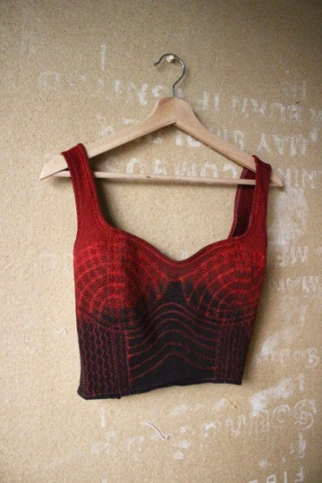 XS-Small - Charcoal Embers Continuum Corset Top - 100% thick heavy weight cotton french terry - Deadstock -Regenera-zhinh