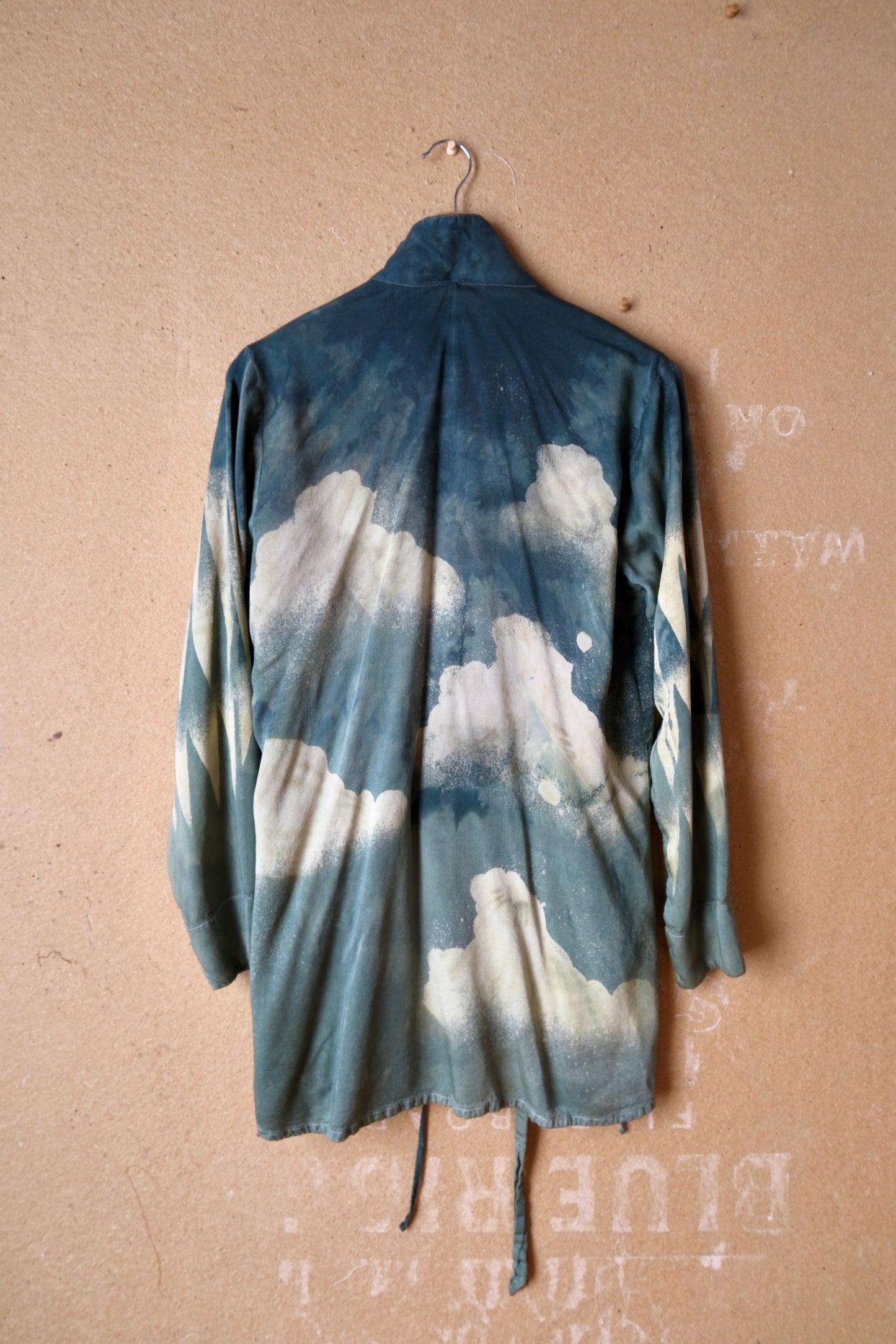 S/M - Jade Cloudy Skies Mountainous Sleeves-  Lotus Wrap Top- Vegan Silk Made from Lotus Waste - Versatile Style