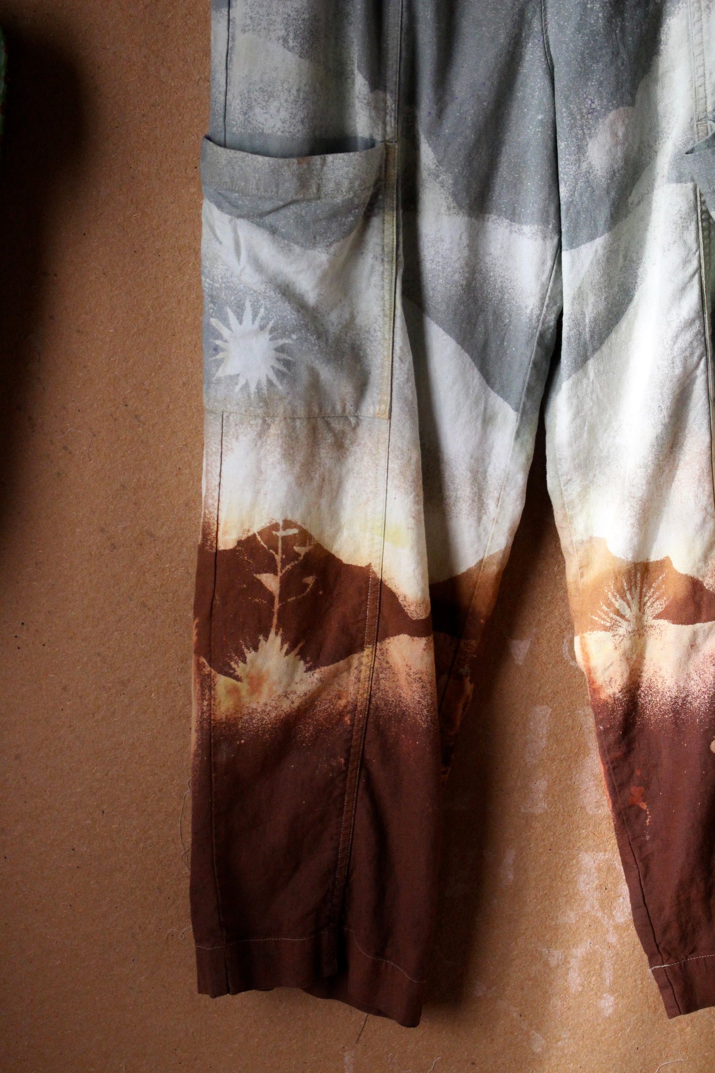 2 Pants OOAK Medium/Large- Landscape - Temple Swirl - 55% linen 45% Rayon Stretch Waist- Regenerazhinh Upcycled Pants (Copy)
