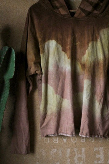Small- Mustard/Mauve/Clay Skies -Slouchy Long sleeve Hoodie  - Oversized Hoodie - 100% oRganic cotton