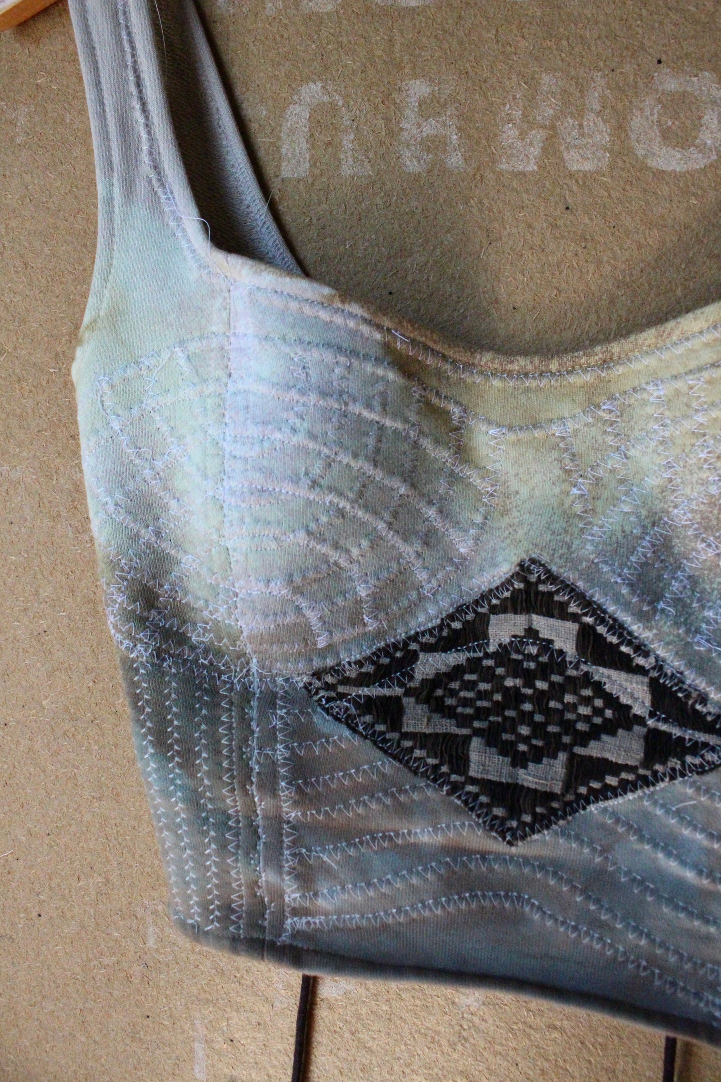 Small or Medium - Continuum full length Corset top - Vintage 70's hmong hill tribe vietnamese woven tapestry patches - adjustable