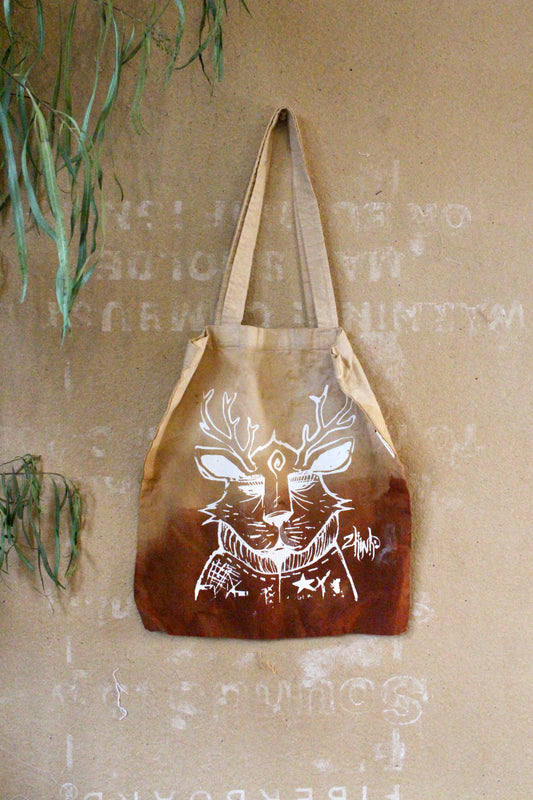 Zhinh - Roger/Celebration of Life Print Tote Bag - Limited series - Hand dyed - Screen Printed- Organic Cotton- Grocery bag/Book Bag/Picnic Bag