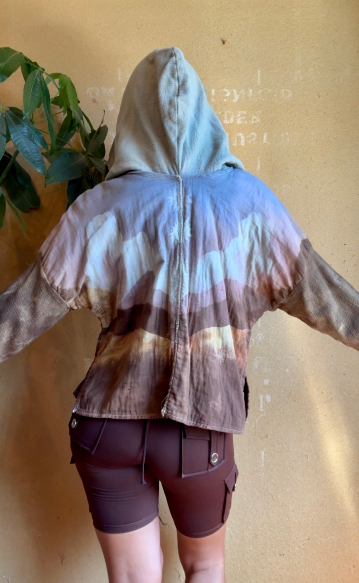 OOAK Small Hoodie Cover up Sweat shirt - Oversized hoodie 100% triple heavy thick weight cotton gauze with 100% open woven cotton