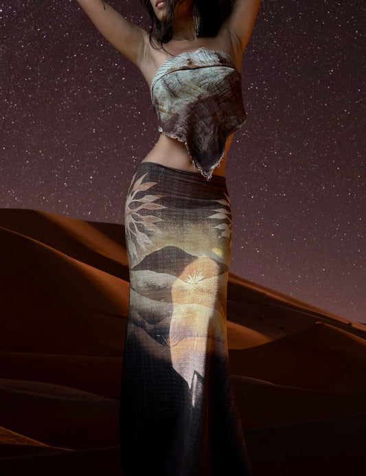 S/M- Dunes Maxi Skirt- Low rider - Will come with side pull back to adjust to your waist or hips