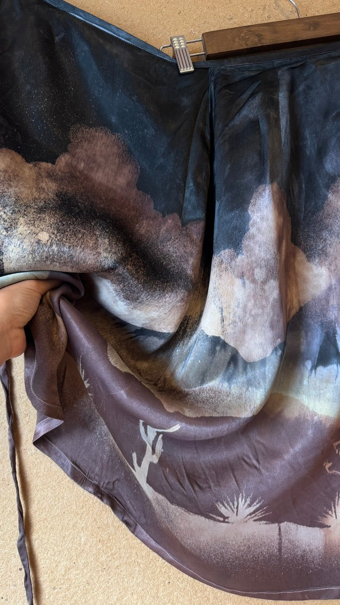 S/M Storms Coming Tapestry Wrap Skirt - Made from Orange peel cellulose waste "Silk" - Luxurious fabric - OOAK