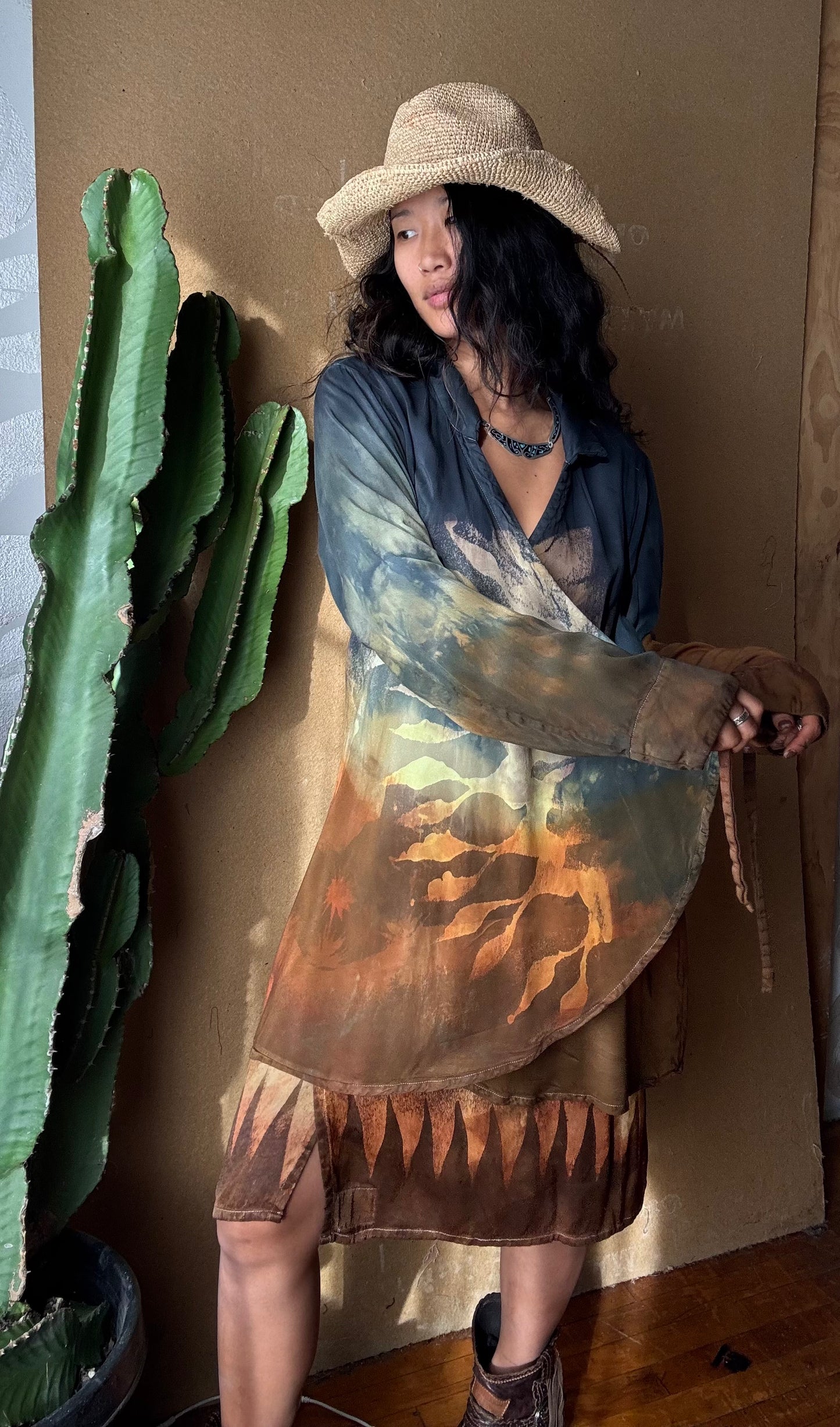 S/M - Grand Risings Wrap Top - Lotus agricultural waste silk- vegan silk - Milky soft- fluid - medium weight