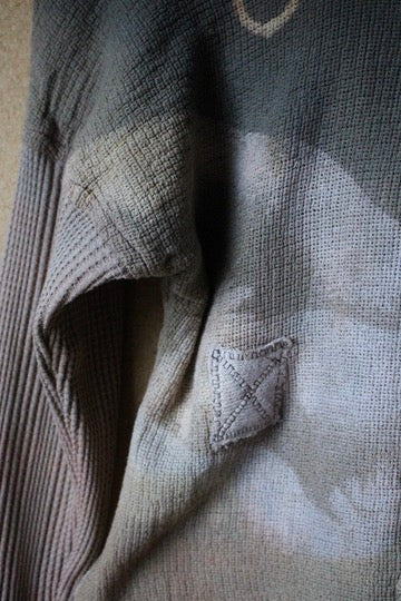 XS- ITs a Moody Day Hoodie Longsleeve top -OOAK - Cotton Thermal sleeves- - Oversized Hood- 100% open weave Cotton - Deadstock fabric lightweight and warm