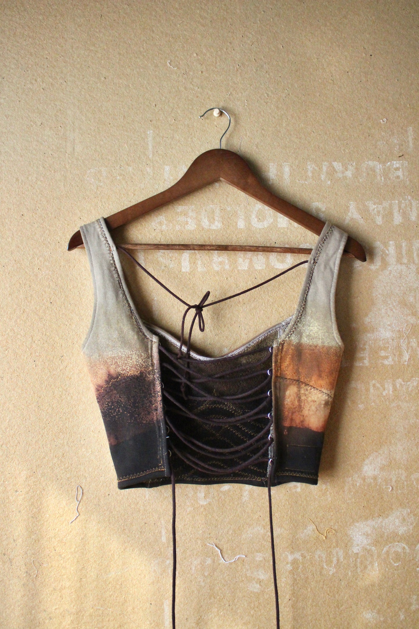 New! XS/S - Autumn Ferment - Corset Bustier Top - Deadstock Fabric - 100%Cotton thick heavy duty french terry