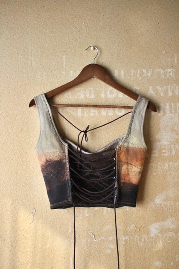 New! XS/S - Autumn Ferment - Corset Bustier Top - Deadstock Fabric - 100%Cotton thick heavy duty french terry