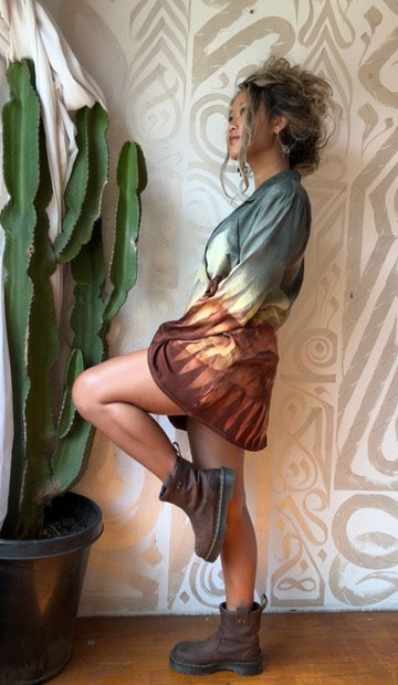 S/M - Canyon Desert Day - Wrap Top - Lotus waste vegan "Silk"