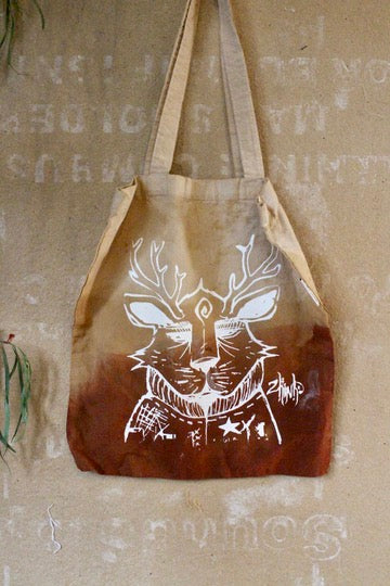 Zhinh - Roger/Celebration of Life Print Tote Bag - Limited series - Hand dyed - Screen Printed- Organic Cotton- Grocery bag/Book Bag/Picnic Bag