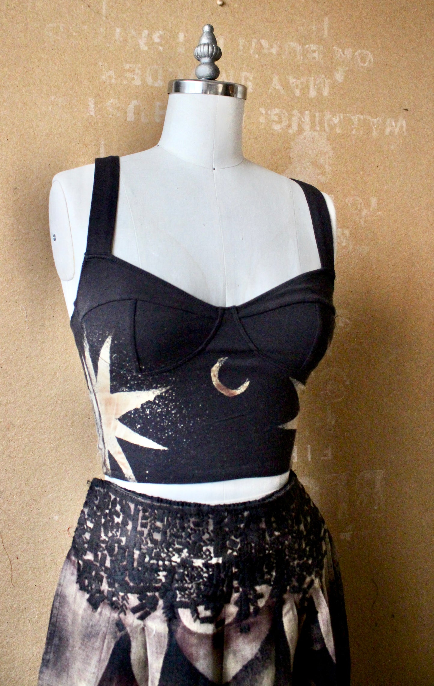 Black Star- 2 WEEK MTO (Made to Order) - Cotton Corset Bustier Pull over Tank Top- 90% Organic Cotton, 10% Elastane - 4 way stretch