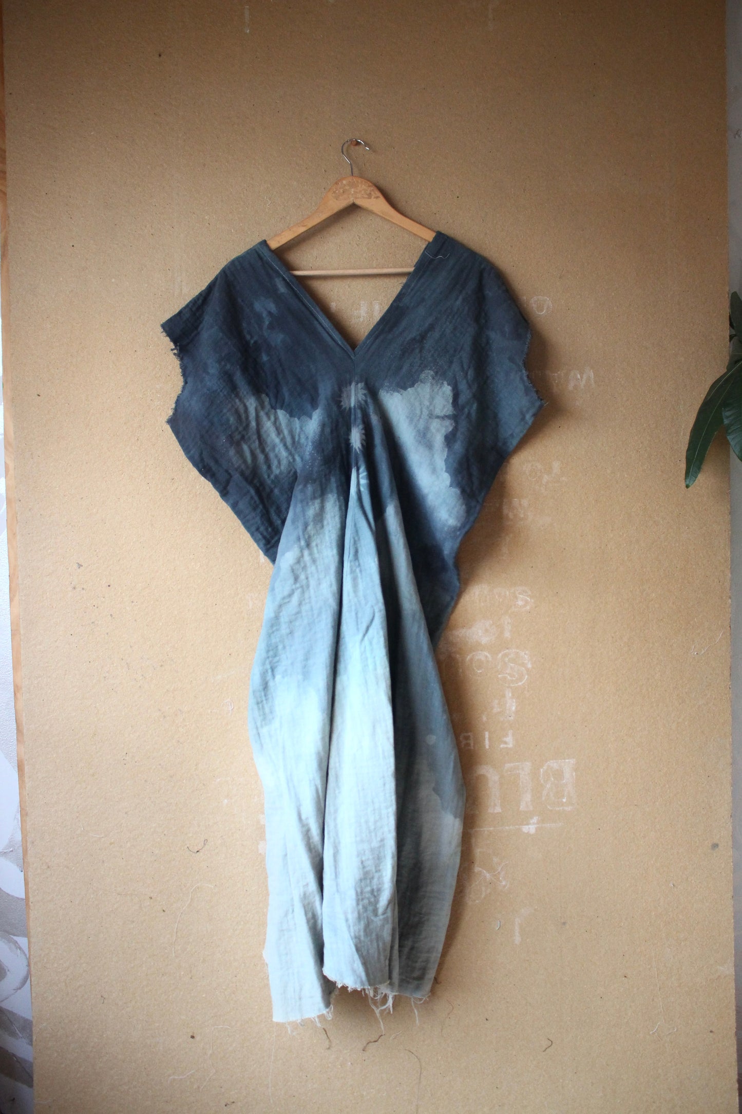 S/M/L/XL - OOAK - The thick Blanket Henka Dress - CLoudy blue skies Henka Dress - -Tie back Heavy heavy weight cotton gauze - 100% Cotton GAuze - 3 layered cotton gauze - Perfect for camping - like a blanket HEnka
