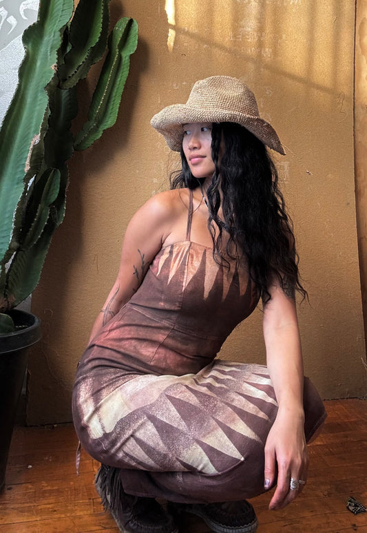 Medium- Terracotta Mountain Dress  - Stretchy Linen/Rayon  - This dress is insanely comfy - a linen fabric that is stretchy and maintains the linen like texture... (Copy)