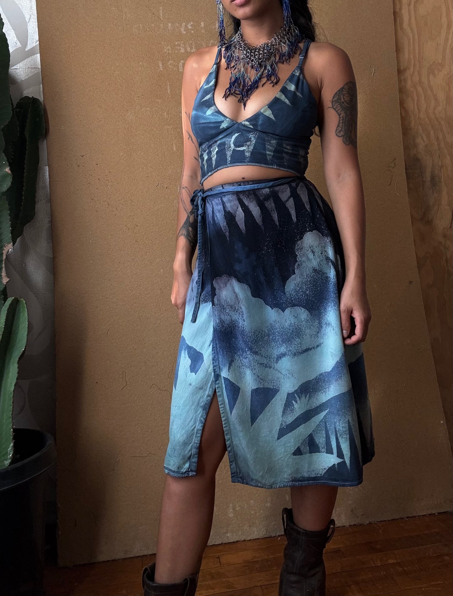 S - Blues Strappy Crop Top - 96% Cotton/4 Spndx