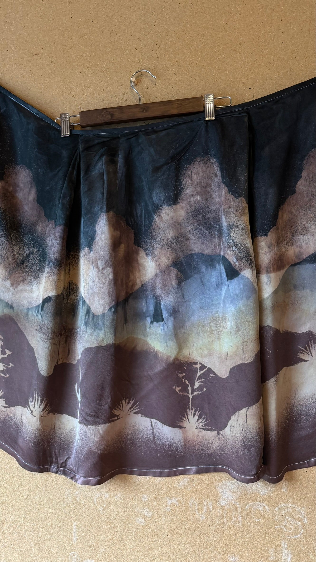 S/M Storms Coming Tapestry Wrap Skirt - Made from Orange peel cellulose waste "Silk" - Luxurious fabric - OOAK