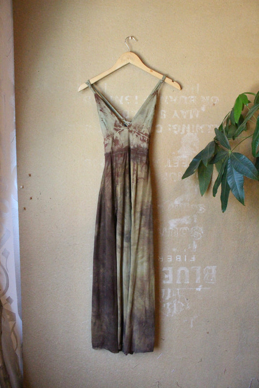 Small - OXIDATE Slit Dress 1- Made from Bamboo/Cotton/Spandex - Short length (dress for 5.5ft and shorter ) Hand painted - hand dyed & heat set