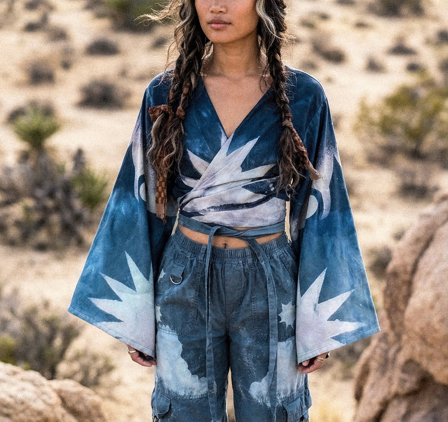 Pre-Order (MTO) - Midnight Dream Swirl Kimono Wrap Top - 4-6 weeks- XS-XL Made from Lotus waste fabric- Milky soft