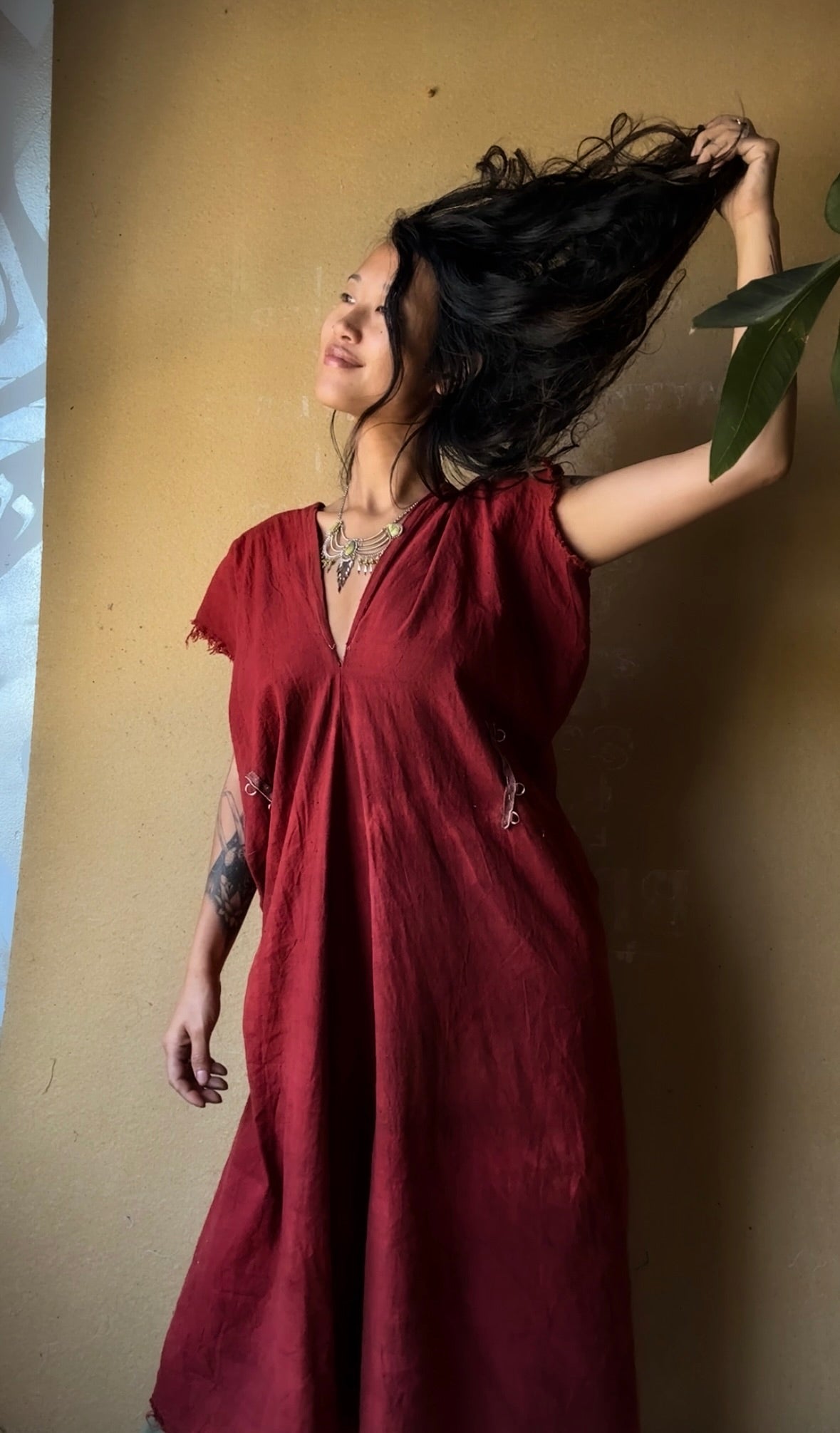 RTS - Petite (XS/S/M) -The Bleed Henka Dress - Organic Hand woven Rain Fed Kala Cotton Fabric- Hand Dyed