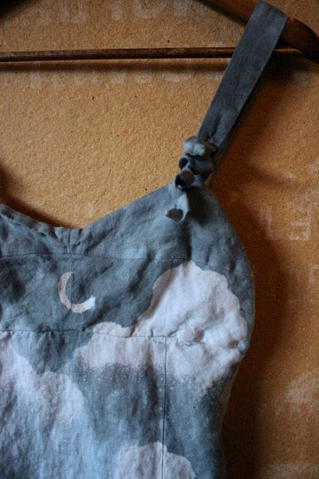 Medium - Blue Skies Mini Dress- 100% Linen - Regenerazhinh upcycled Collection OOAK