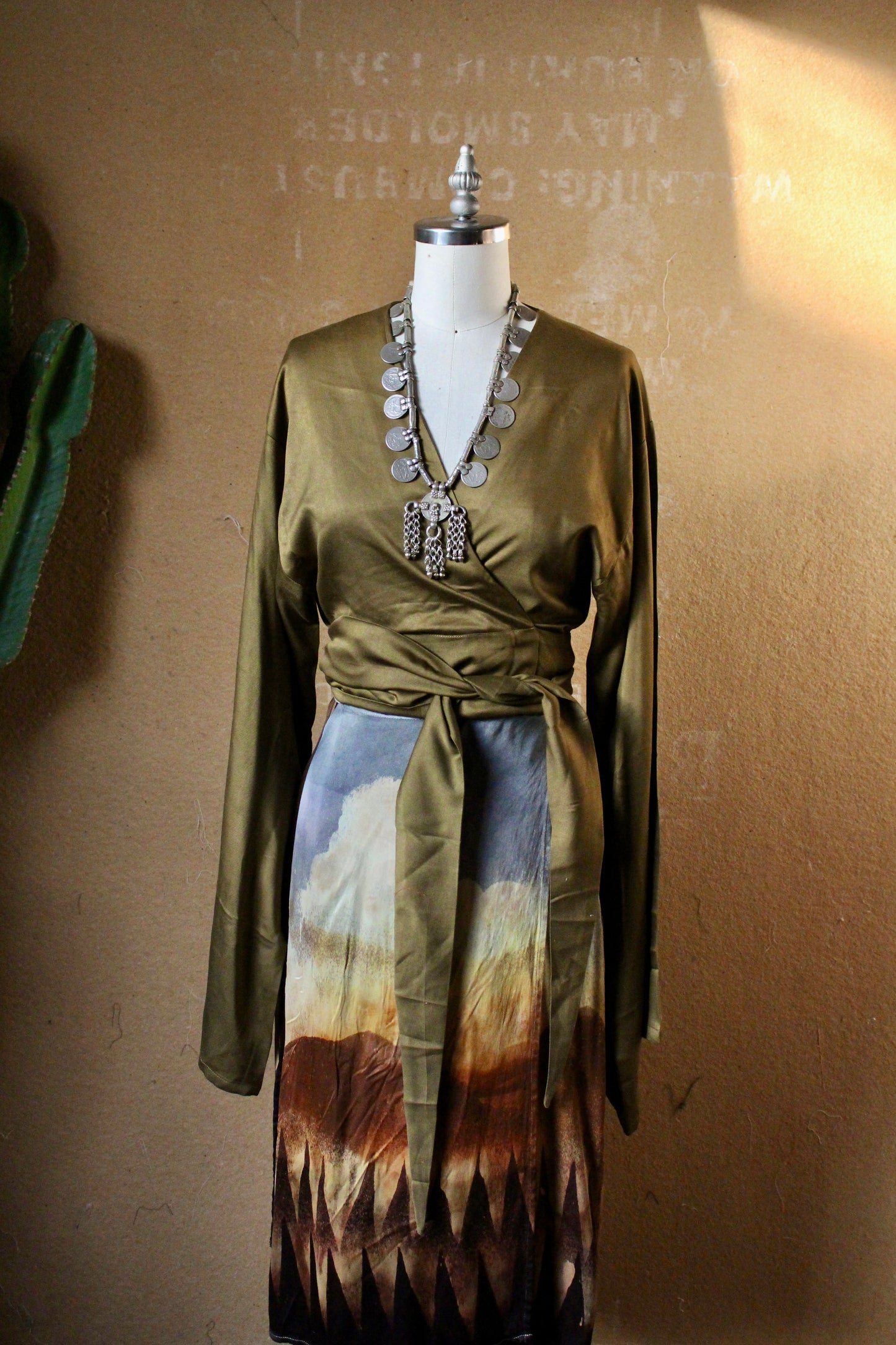 1 PRE-ORDERs - OLIVE You Green -  Kimono Wrap top - Milky Lotus Waste Fabric- XS/S  S/M.  M/L (Copy)