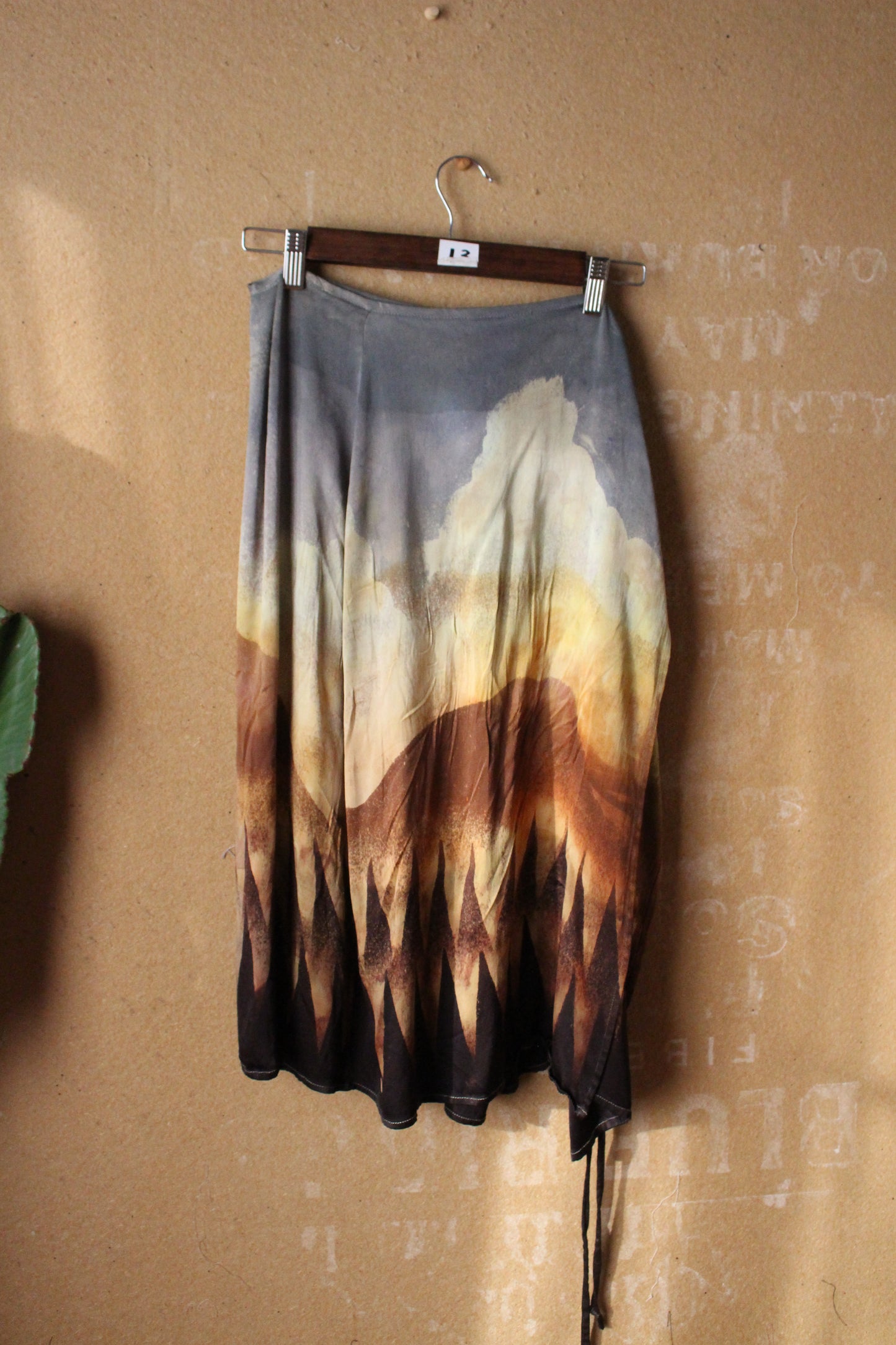 S/M Orange Peel Waste Silk Wrap Skirt  - On sale ( dye mistakes in clouds Marked down)