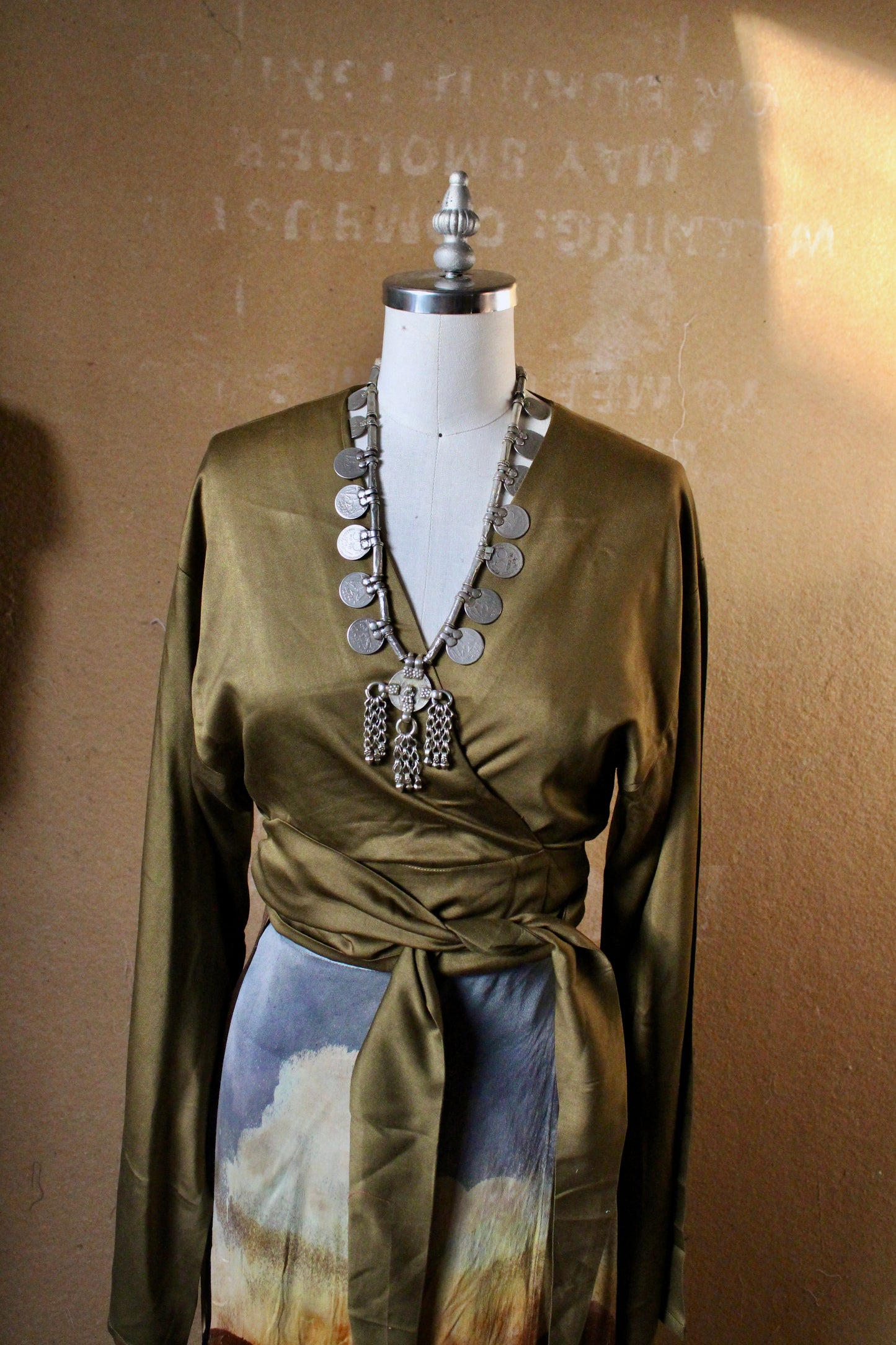 1 PRE-ORDERs - OLIVE You Green -  Kimono Wrap top - Milky Lotus Waste Fabric- XS/S  S/M.  M/L (Copy)