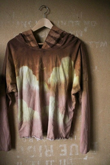 Small- Mustard/Mauve/Clay Skies -Slouchy Long sleeve Hoodie  - Oversized Hoodie - 100% oRganic cotton