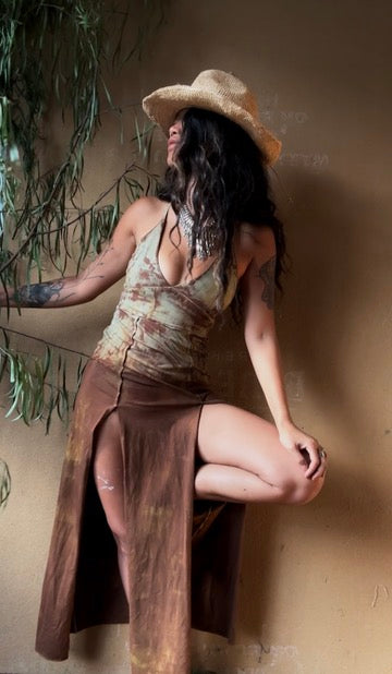 Small - OXIDATE Slit Dress - Bamboo/Cotton/5%Spandex - recommended for 5.5ft and shorter