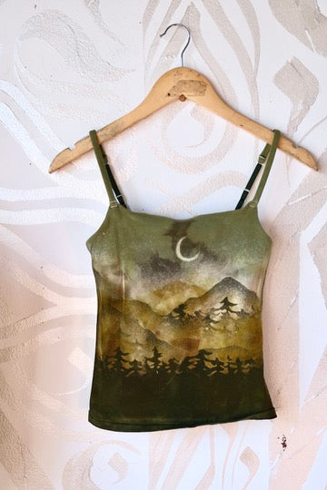 Small- Olive Skies Mountain Hike - Cami Tank Top - 91% organic cotton and 9% elastane