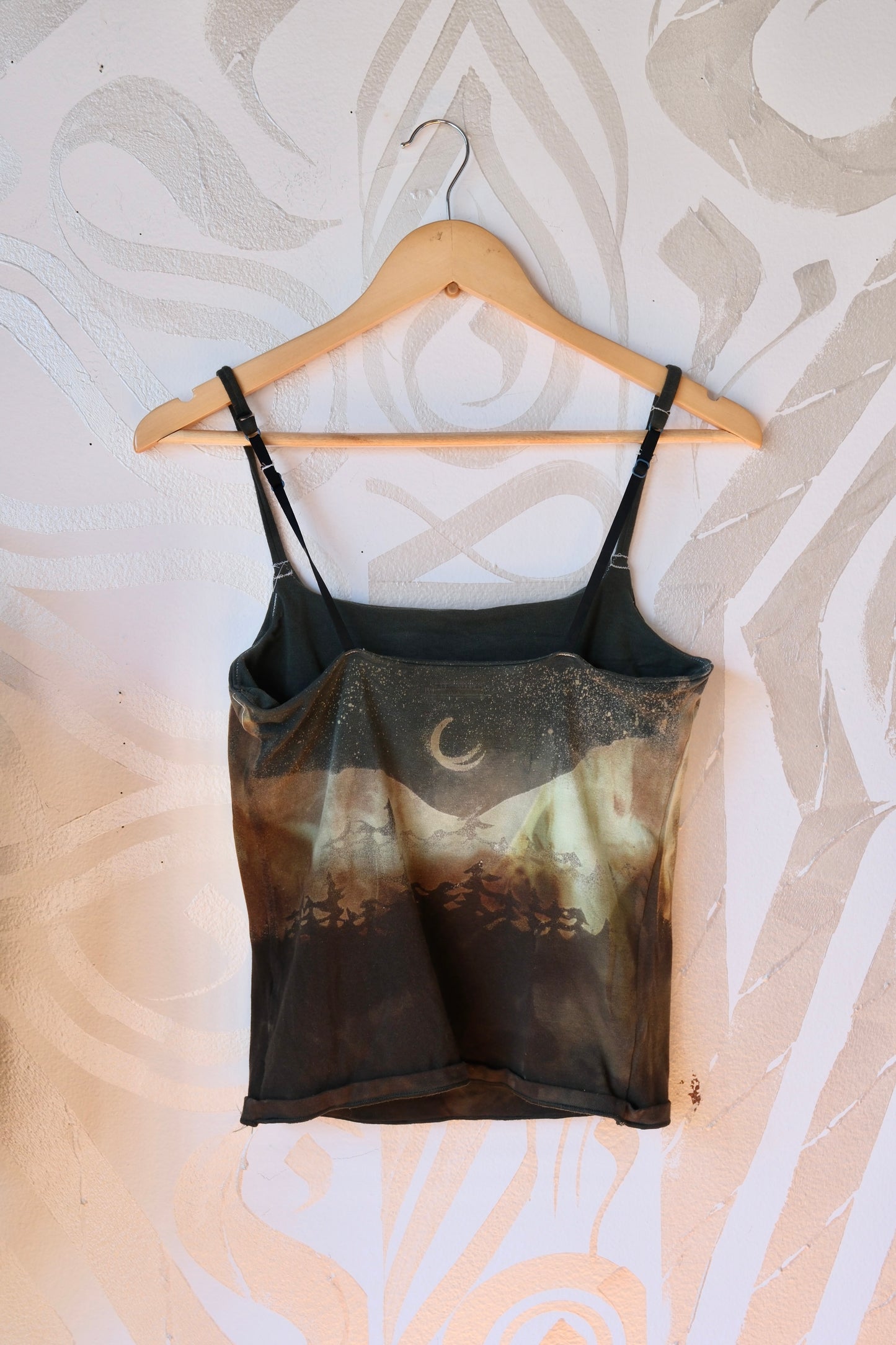 Large -  Mountain Forest Scene- Cami Tank Top - 91% organic cotton and 9% elastane
