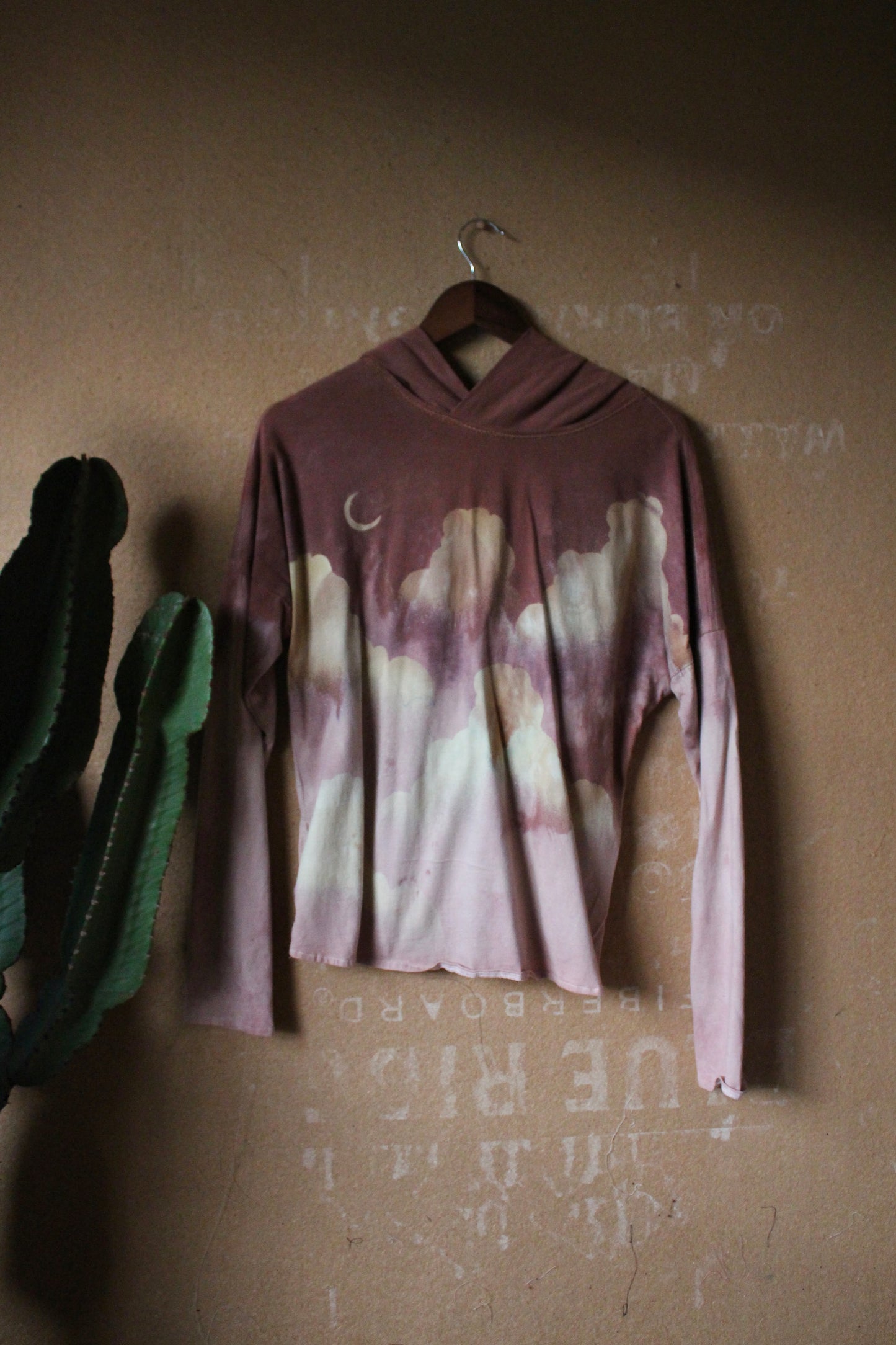 Small - Muave CLoudy Skies - Grest for traveling- Slouchy Long sleeve Hoodie  - Oversized Hoodie - 100% oRganic cotton