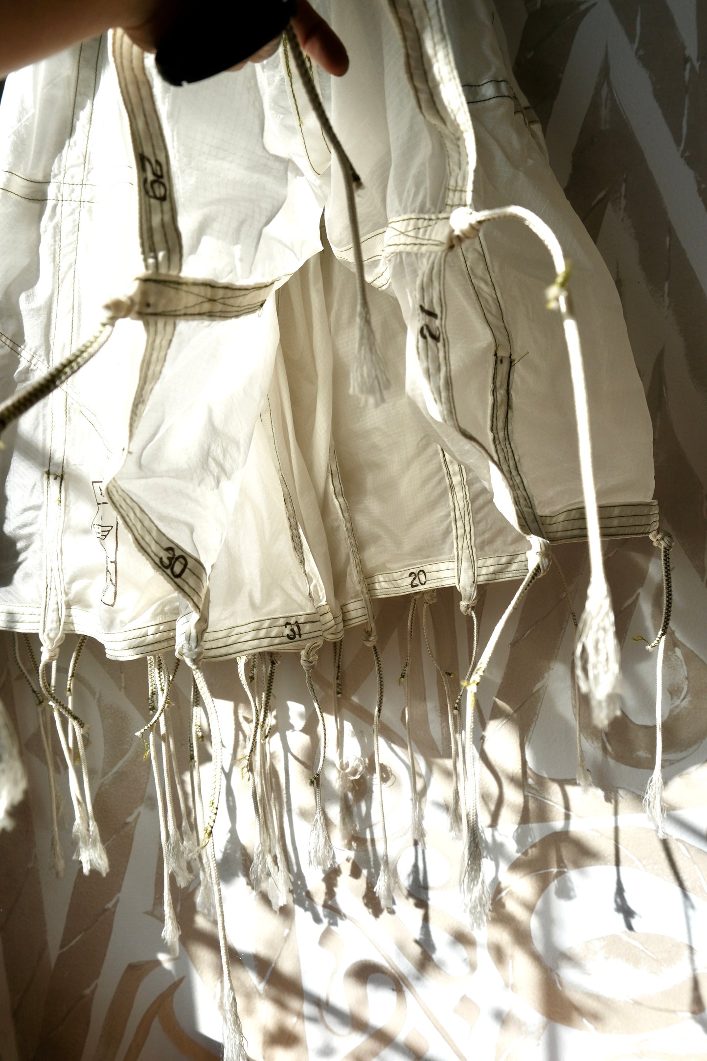 RARE White Vintage Army Parachute Maxi Skirt -Small - OOAK -RARE - Zipper