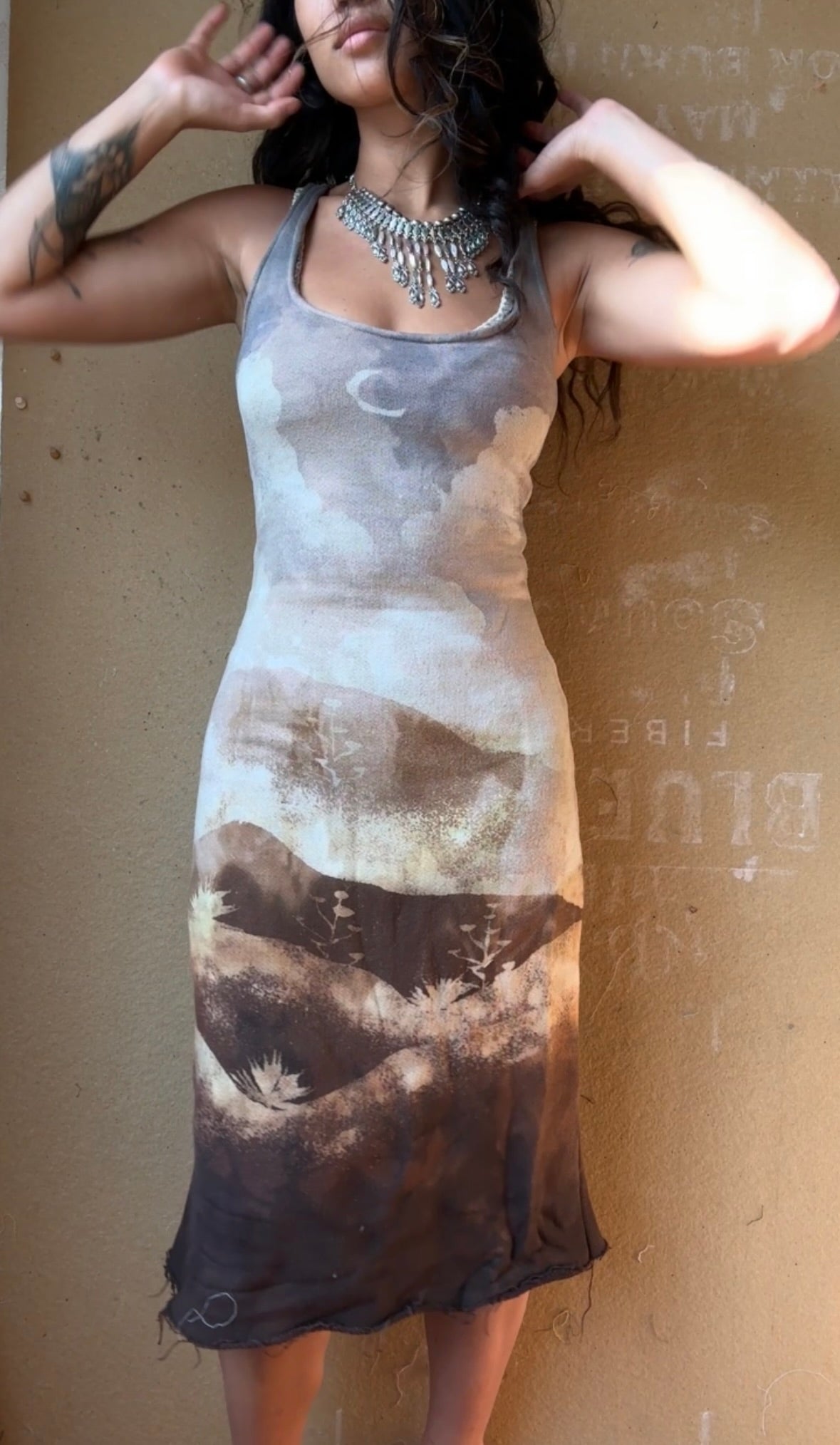 Fits Small/Medium -High Desert soothe -Tank Dress - super soft 100%cotton french terry - dead stock fabric