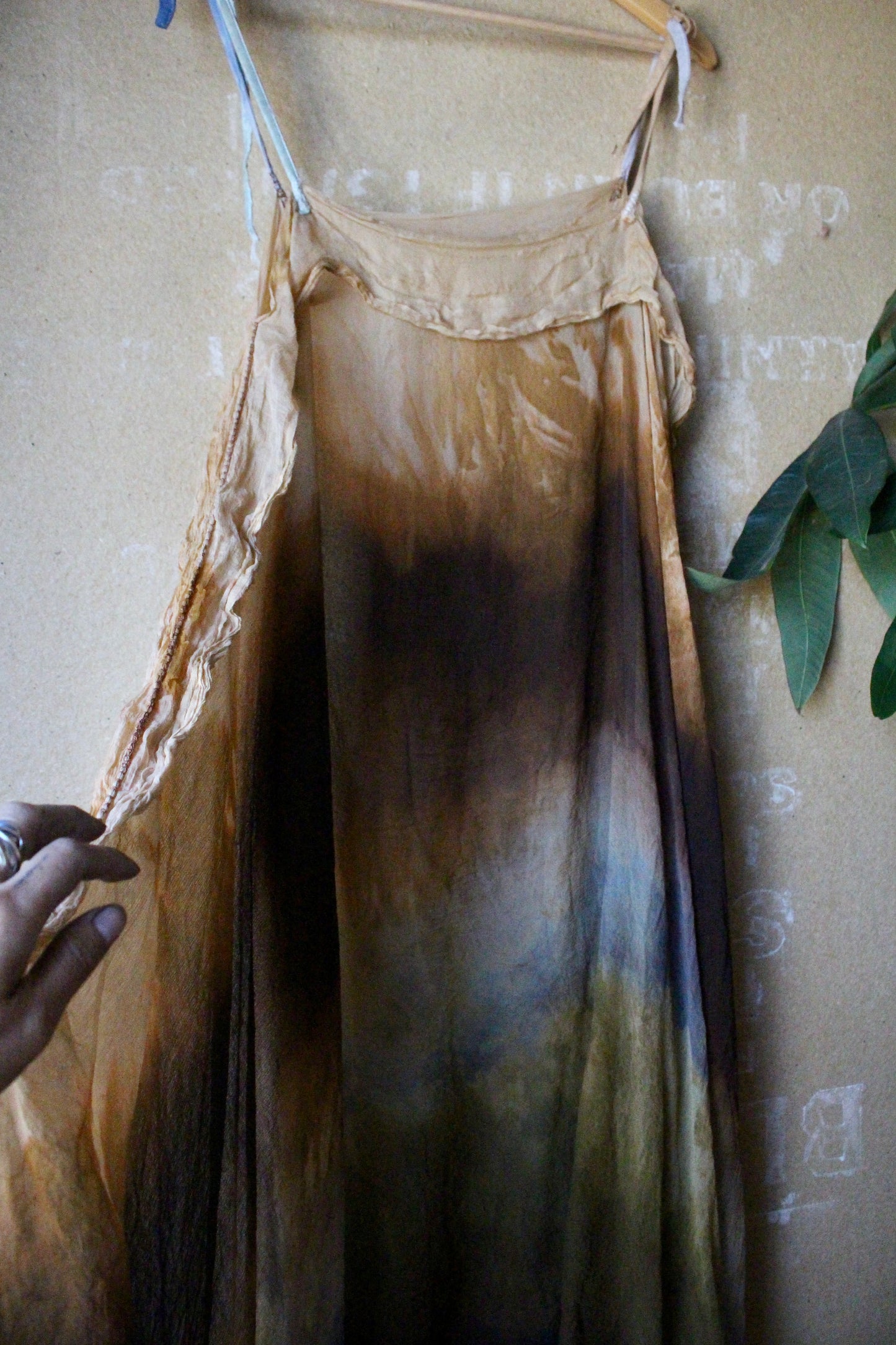 Free Size - Expanse Cover up Dress- 100% Dead stock Silk Chiffon - Hand dyed - Adjustable straps- winged-