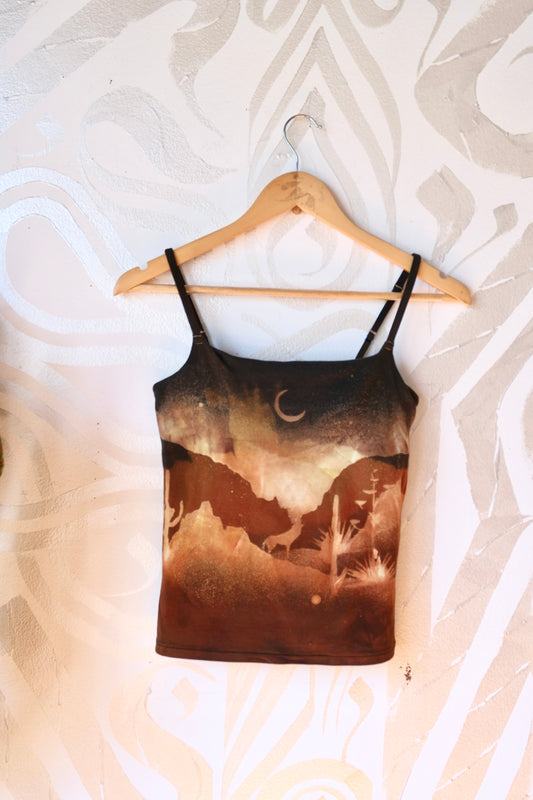 Medium -Moody Canyon Howl-  Cami Tank Top - 91% organic cotton and 9% elastane