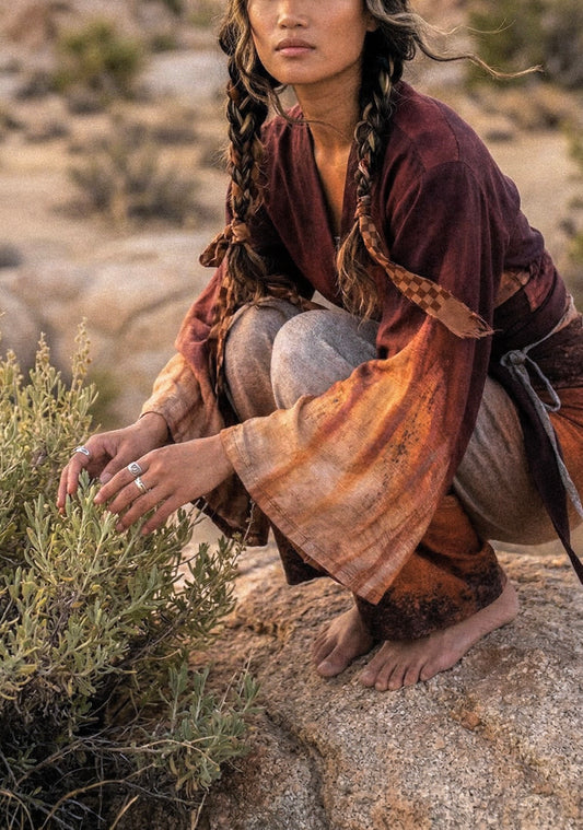 PRE-ORDER- OXIDATION Of the World - New Collection- Kimono Wrap top - Rusty Sign in Thailand - Milky Lotus Waste Fabric-