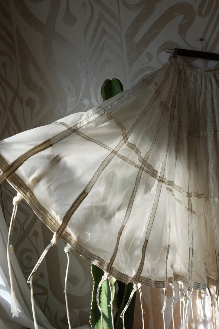 RARE White Vintage Army Parachute Maxi Skirt -Small - OOAK -RARE - Zipper