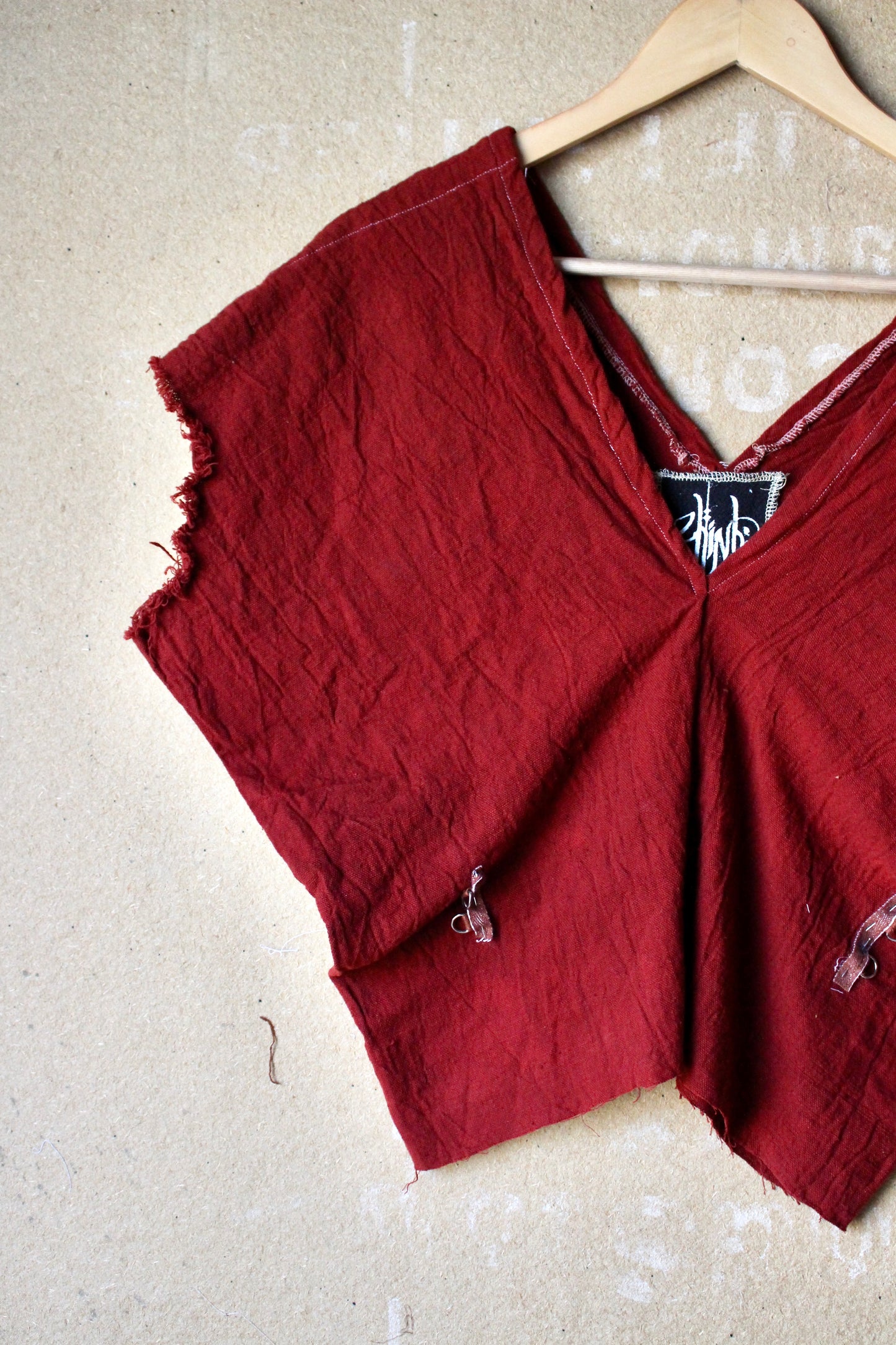 RTS - Petite (XS/S/M) The Bleed Henka Top - Organic Rain fed hand woven Kala Cotton- Hand dyed