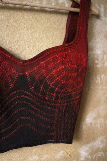 XS-Small - Charcoal Embers Continuum Corset Top - 100% thick heavy weight cotton french terry - Deadstock -Regenera-zhinh