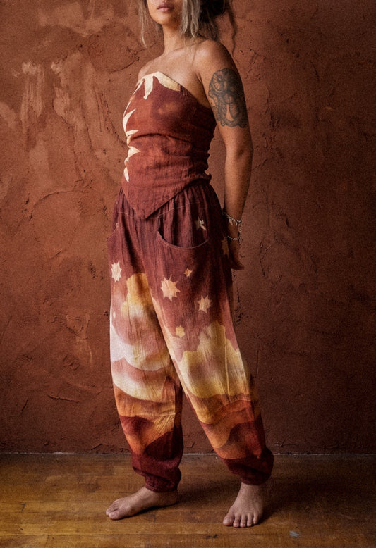 New! 4 Pre Order Slots - Golden Hour - Terracotta Minute Parachute Pants - 4-8 WEEKS CUSTOM  SLOT-  100% Organic Hand loomed Kala Cotton - Limited Series