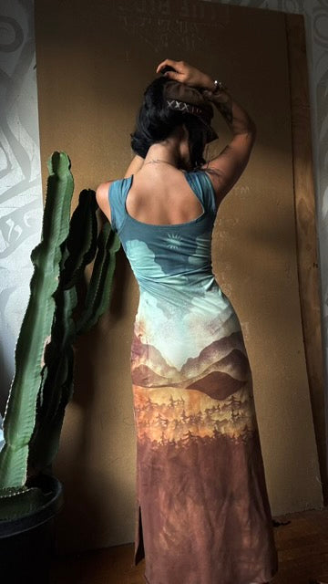 Small/Medium- OOAK Mountain hike - Basket Dress -94% Cotton 6% Cotton Heavy weight Thick Stretchy