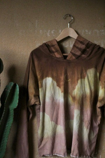 Small- Mustard/Mauve/Clay Skies -Slouchy Long sleeve Hoodie  - Oversized Hoodie - 100% oRganic cotton