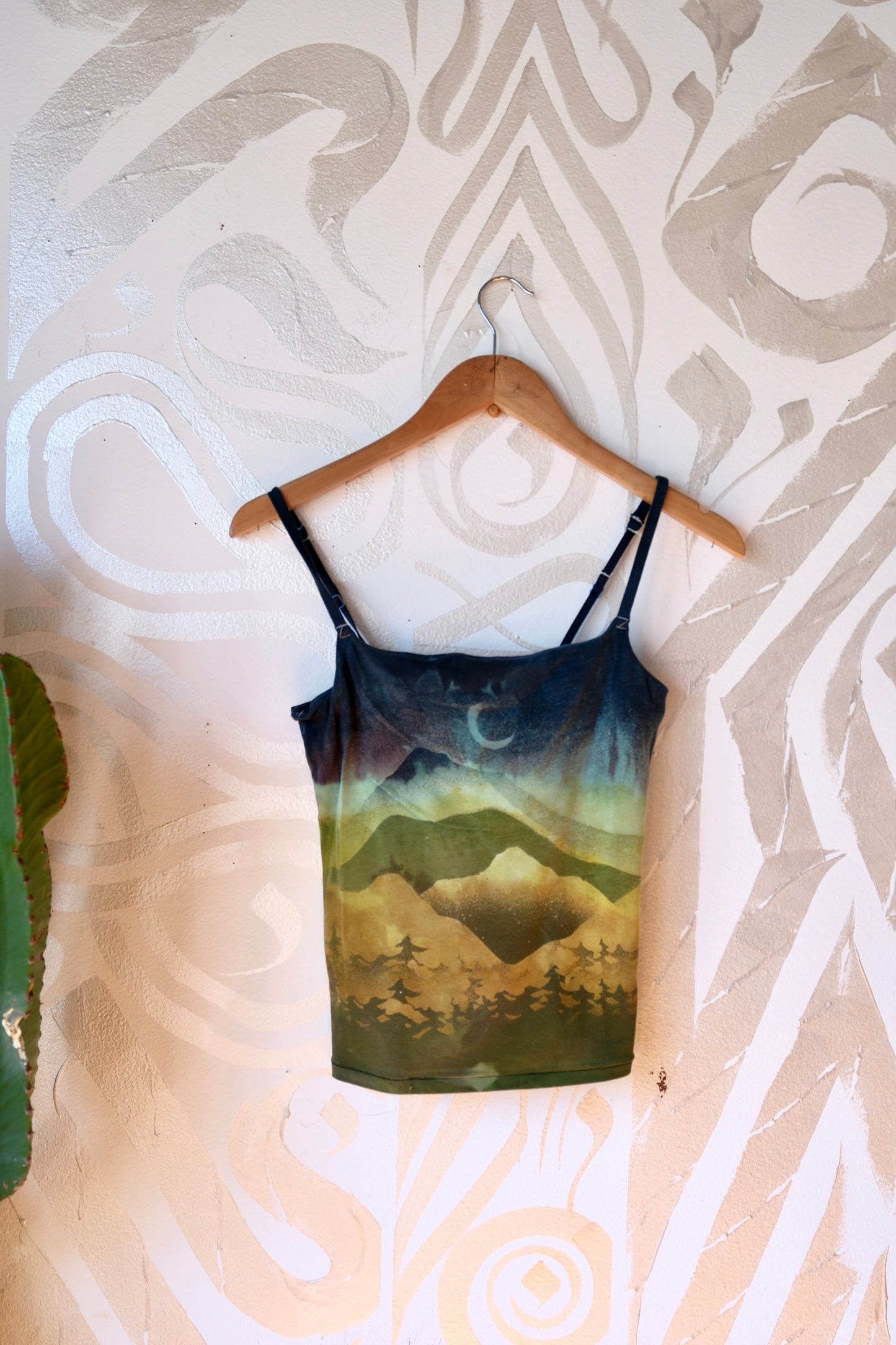Medium- Emerald Mountains-  Cami Tank Top - 91% organic cotton and 9% elastane